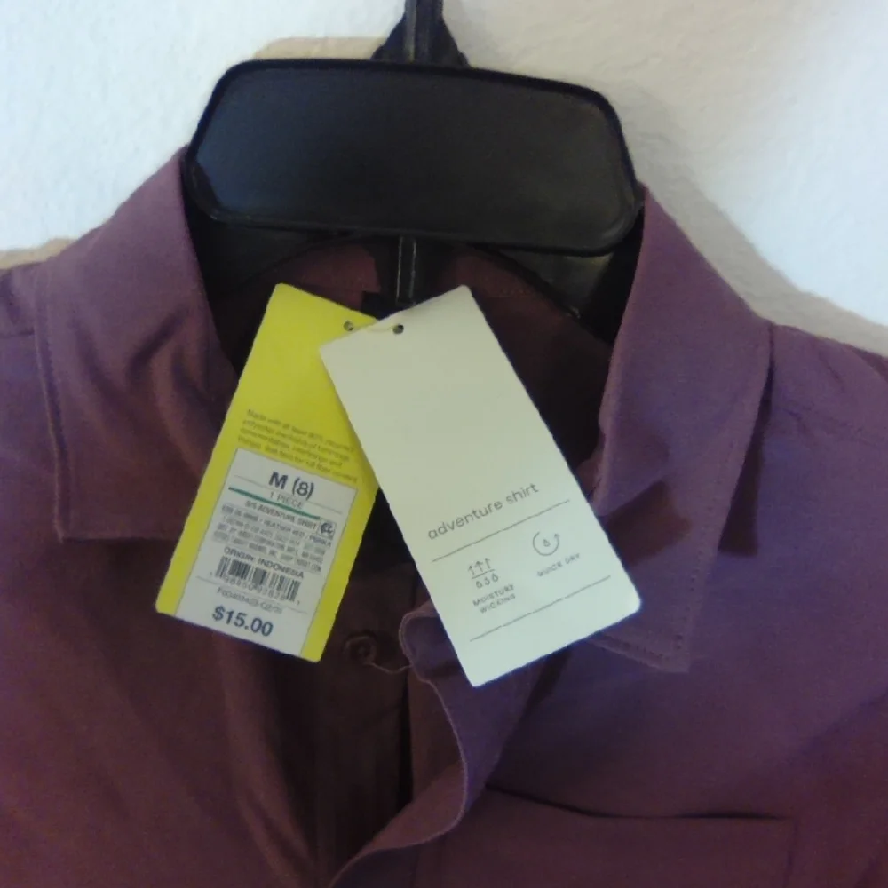All in Motion Plum Button Down Shirt - Picture 2 of 5
